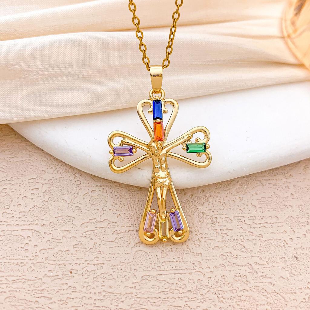 Necklace Cross ins Punk Cross Necklace Accessories Women's Fashion Personality Niche Design Copper Inlaid Zircon Accessories Women