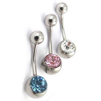 [K0264] - Set aus 3 'Strass' Bodypiercings blau rosa weiß