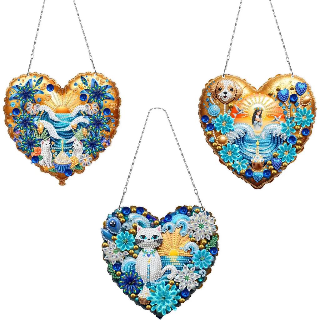 Sunrise Peacock Girl Rhinestone Diamond Art Pendants Diamond Painting Ornaments Diamond Painting Hanging Pendant for Art Crafts