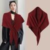 Winter Women Shawl Wraps Cardigan Cape Wool Blend Triangle Shawl Scarf Thickened With Knitted Warm Shoulder