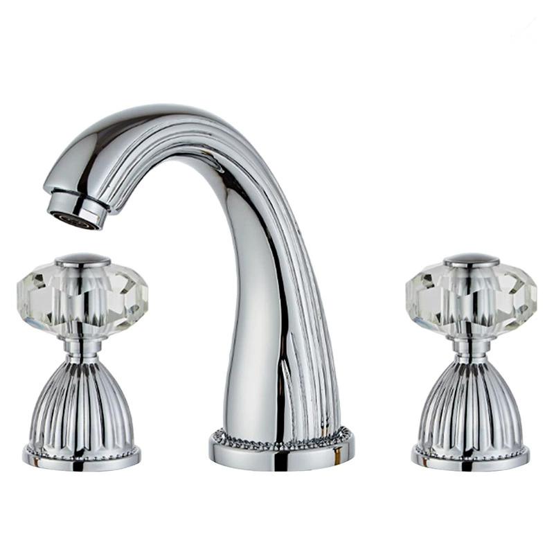 Tuqiu Gold Bathroom Faucet Widespread Sink Tap Brass Antique Basin Faucet Black Lavotory Faucet 3 Hole Hot & Cold Water Tap