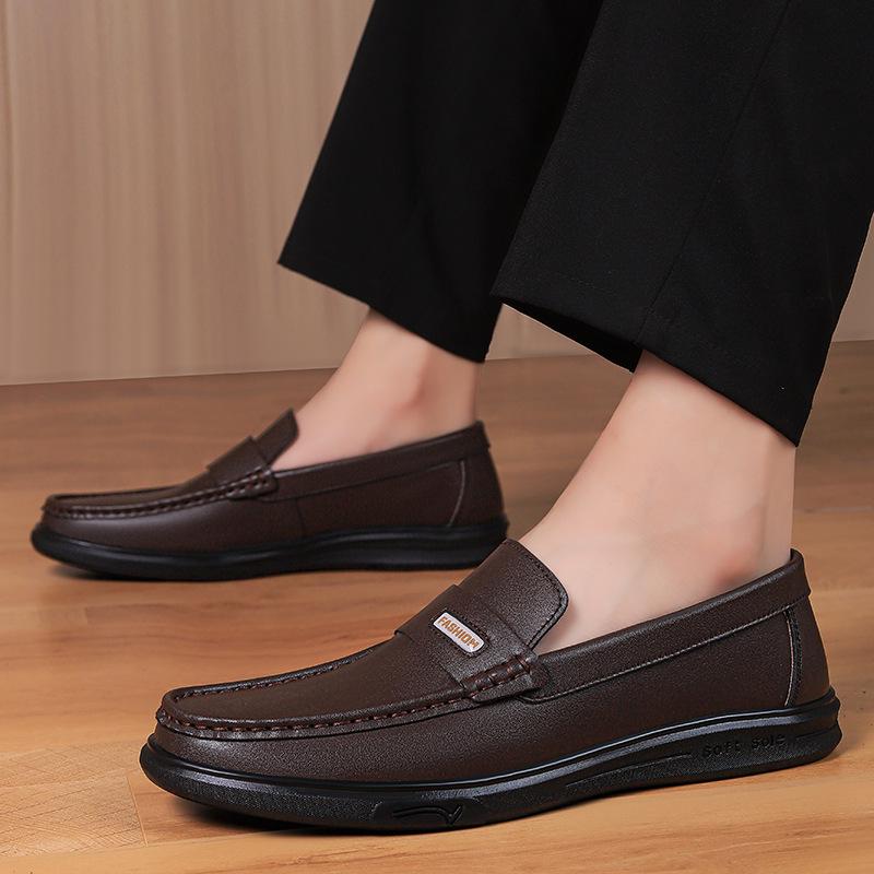 Men's Genuine Leather Summer Loafers - Soft Sole, Slip-on, Casual, Versatile Everyday Shoes
