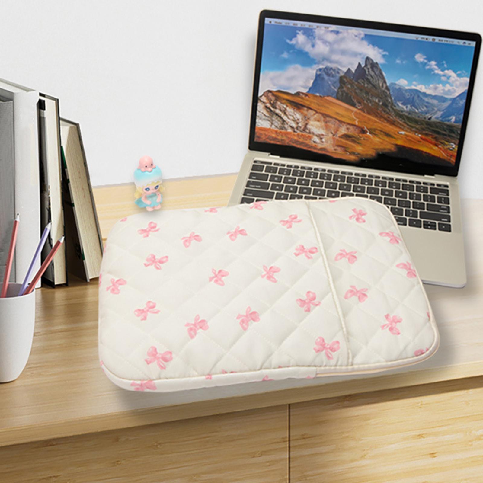 

Стьобана внутрішня сумка для ноутбука з бантом, вишита сумка для зберігання планшета, ударостійкий пухкий захисний чохол, сумка для роботи, навчання, поїздок білий