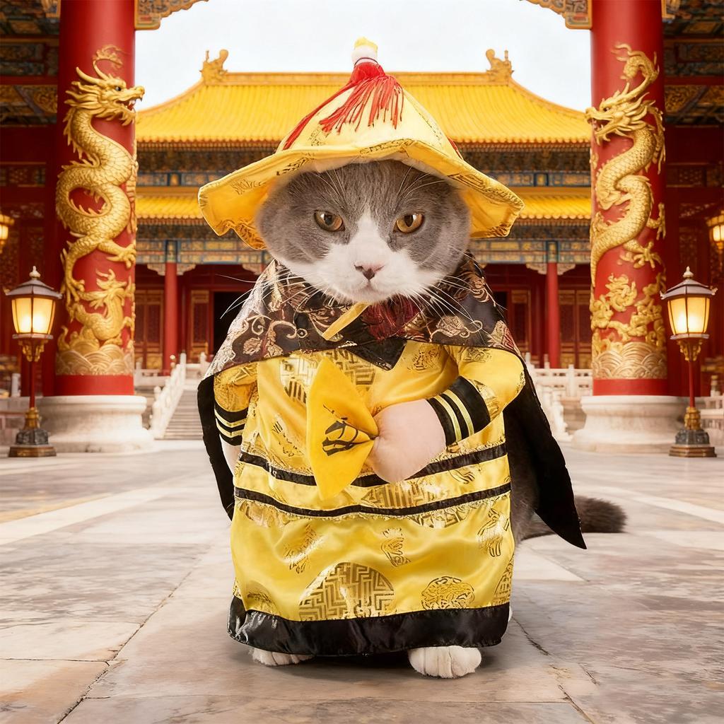 Funny Emperors Styles Cats Clothing Breathable Polyester Fabric Quickly Release Closures Photo Friendly Pet Apparels