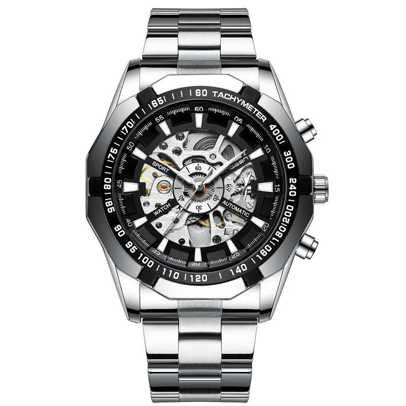 

Top Brand Watch Automatic Mechanical Watch Business Personalized Hollow Multifunctional Luminous Waterproof Steel Band Men s Watch