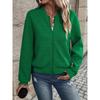 Women's Autumn and Winter Solid Color Texture Zipper Casual Pilot Jackets