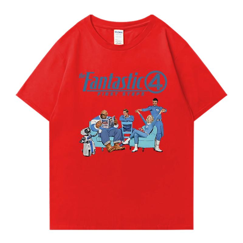 2025 The Fantastic Four First Steps Oversized 100% Cotton short sleeve t-shirts Hip Hop Men Women Summer Unisex T shirt clothing