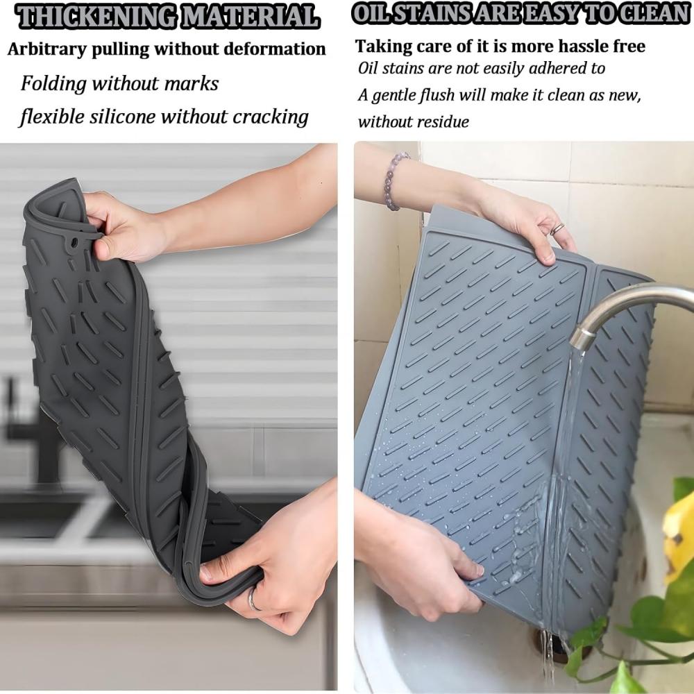 Foldable Silicone Drain Pad Drying Mat Pots Dish Drain Mat For Kitchen Tableware Waterproof Heat Resistant Non-slip Mats Pad