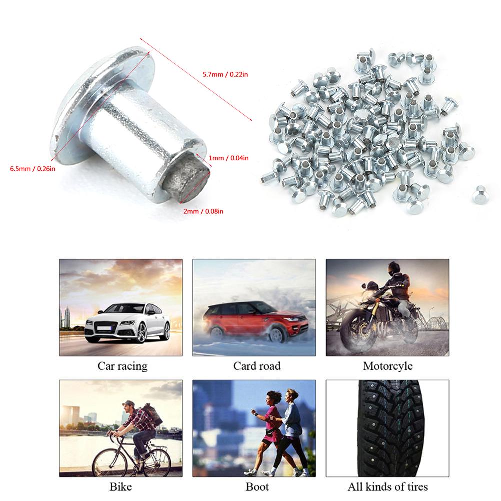 100Pcs 6.5mm 0.3in Wheel Tire Stud Screws Anti Slip Nails for Car Motorcycle ATV UTV(JX6.56.51 )