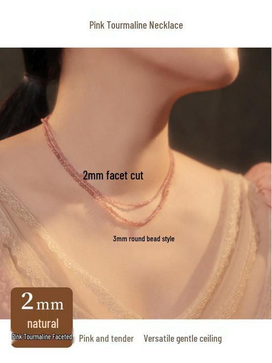 Exquisite Handmade Pink Tourmaline Bracelet for Women - Natural Beaded Crystal Jewelry