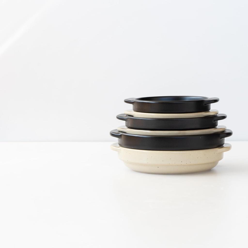 Santo Banko-yaki Gratin Dish, Large, 650ml Capacity, Heat-Resistant Ceramic, Oven, Microwave, Dishwasher, Stackable, Beige, Made in Japan