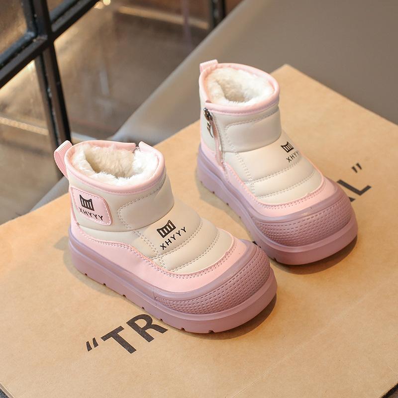 Children's Snow Boots 2025 Winter Cold-proof Boys' Thickened Velvet Shoes Girls' Short Boots Bread Shoes Baby Cotton Shoes