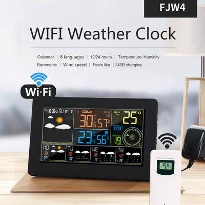 Digitale Wandwek Huishoudelijk WiFi APP Weerstation Kleur LCD Thermometer Hygrometer Barometrische Druk Wind Weer