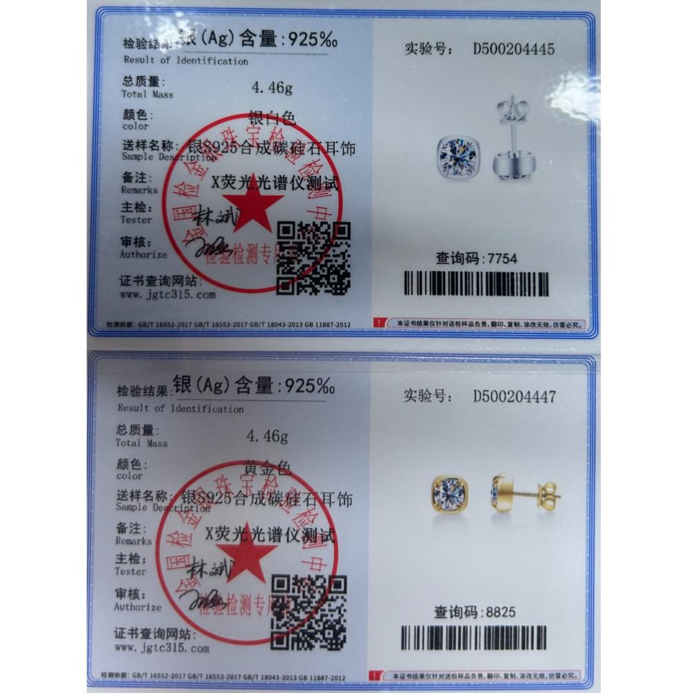 6.5mm 925 Sterling Silver Moissanite Stud Earrings For Women Simple Fashion Versatile Square Cut D VVS1 Exquisite Jewelry