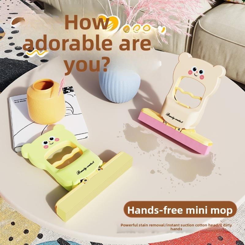 Cartoon Bear Hand-wash Mini Mop, Household Bathroom Cleaning Mop, Cute Lazy Person Desktop Stain Removal Mop