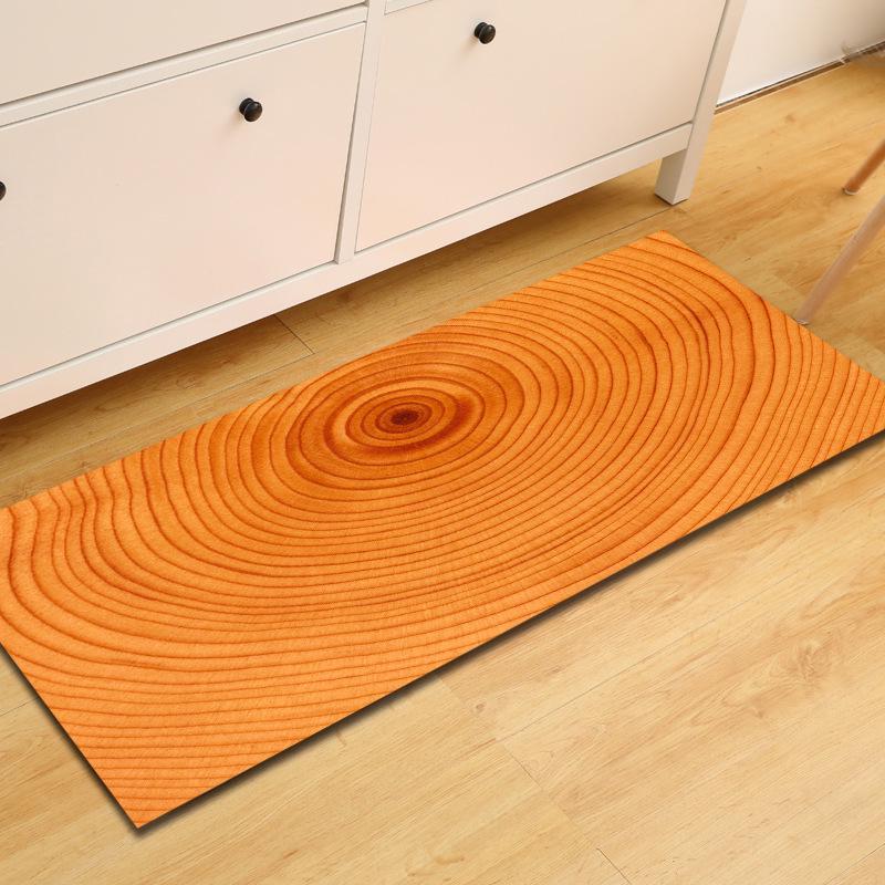 Wood Grain Household Door Mat Kitchen Absorbent Strip Bathroom Non-Slip Floor Mat Living Room Bedroom Carpet