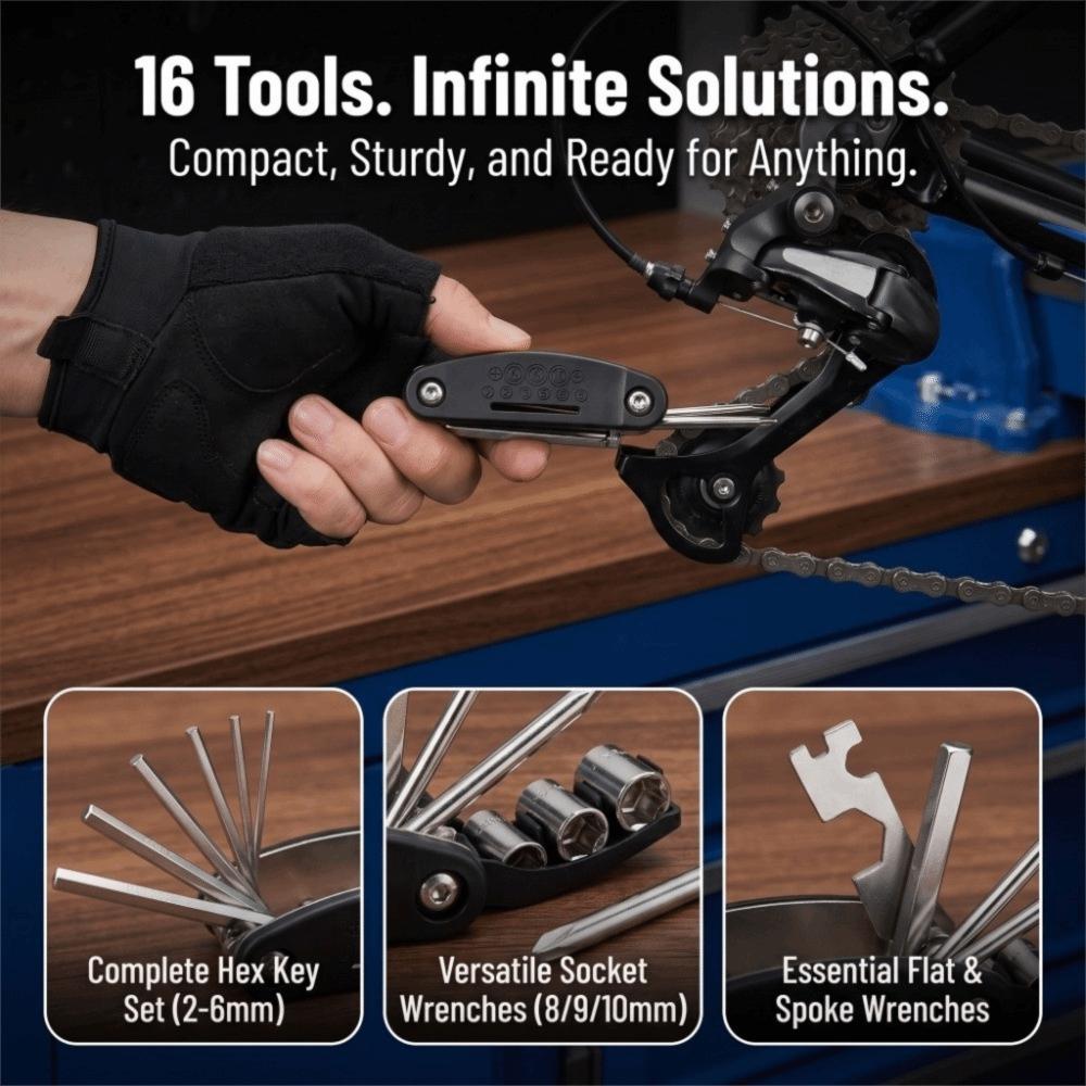 2PCS 16-in-1 Mountain Bike Repair Kit Multifunctional Tool Cycling Repair Tool  Outdoor Riding