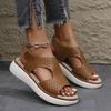 Summer 2025 Women's Retro Wedge Sandals - Lightweight, Large Size, Comfortable, European & American Style.