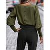 Womens Long Sleeve Solid Color Blouse Loose Fit Office Wear Winter 2025
