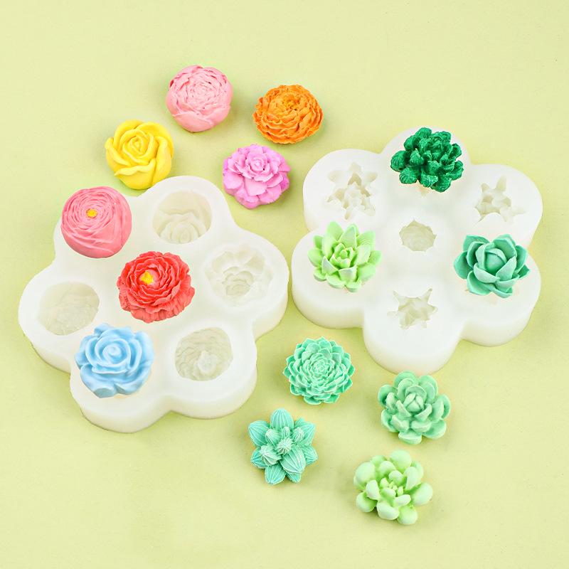 Aroma Candle and Chocolate 3D Rose Peony Silicone Mold for DIY Car Freshener