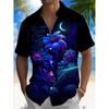 New Hawaii Spring/Summer Fashion Leisure Street Walk Tourist Beach Printed Full Open Short Sleeve Button Shirt, Quick Shipping