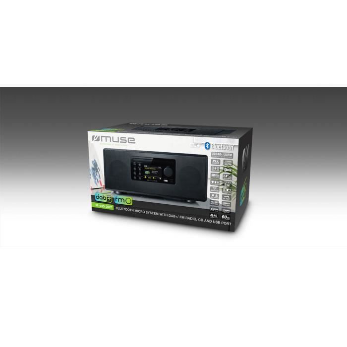 Mini-chaîne hi-fi - muse - m-695 - noir - bluetooth - lecteur de cd - 3 haut-parleurs