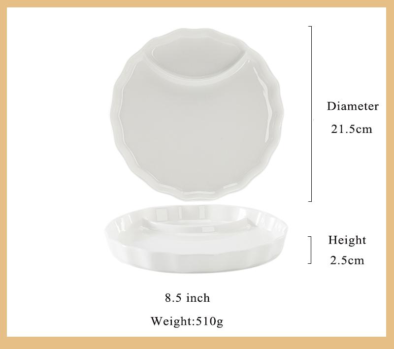 Белый костяной фарфор Разделительная тарелка Бытовая 8,5 дюйма Нордический Новый Подглазурная цветная Тарелки для пельменей Форма цветка Кухонная посуда 8.5 inches