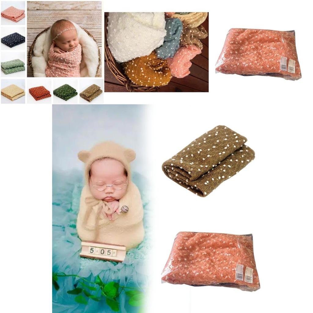 Newborn Photography Wrap And Blanket Gift Set European Style Cotton Blend Comfortable For Babies