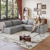 340cm Corduroy Cloud Sofa, Double-Layer Design, Removable Upholstery, No Assembly Required – Ideal for Living Room, Bedroom, Apartments In Dark Gray