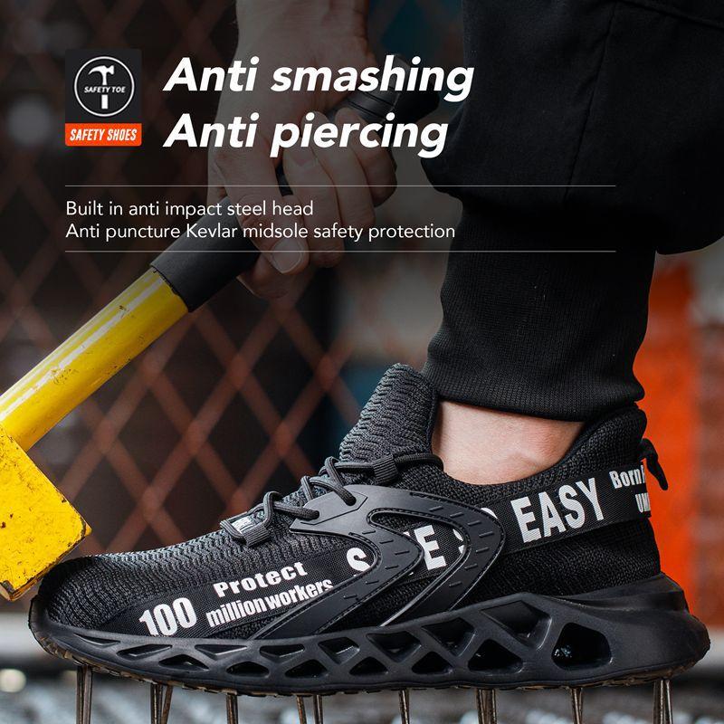 Fashion Safety Shoes For Women Men Indestructible Shoes Anti-Puncture Anti-Smash Work Shoes Lightweight Comfort Protective Shoes