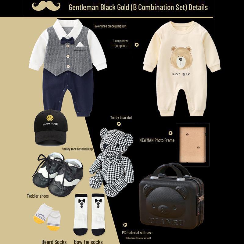Подарочная коробка для джентльмена: Детский комбинезон и комплект одежды для новорожденных и детей до года — идеальный вариант для особых случаев 80 cm