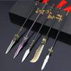22cm Gold Spear Full Metal Lance Ancient Cold Weapon Model Ornament Toys for Men Boy Child Replica Miniatures With Fringe