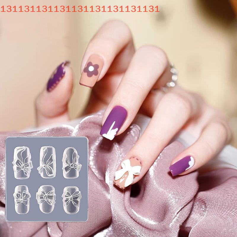 Carved DIY, UV Gel Nail Polish, Acrylic Crystal Nails Template 3D Carving Silicone Mold for Nail Stamping, Nail Art, Candy Bow