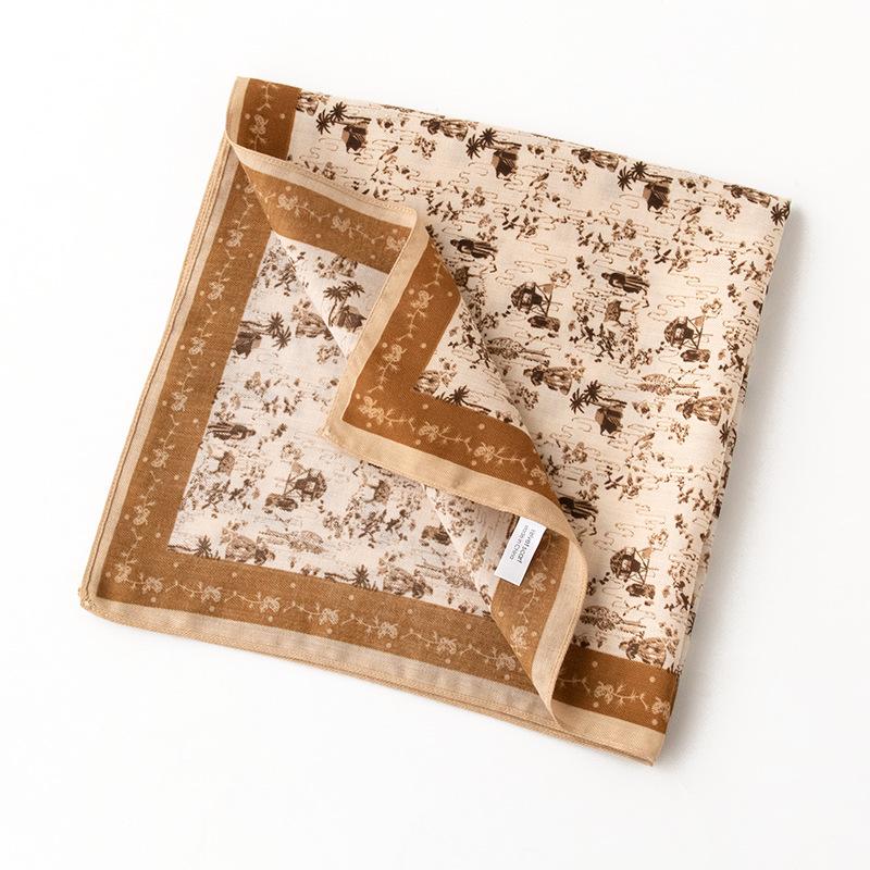 

Модный 通勤 Шелковый шарф-симуляция Пасторальный Маленький квадратный шарф Тонкий Принтованный Декоративный шарф Шарф Женский 65*65cm