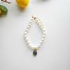 Pet Necklace Elastic Cord Pearl Beaded Collar with Pendant Adjustable Length Suitable for Small Cats and Dogs S Size