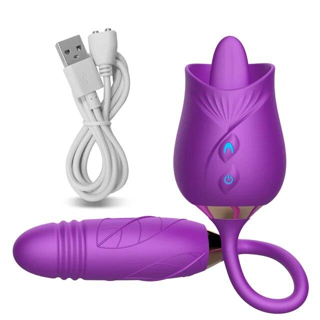 Ssący Liżący Wibrator Zabawki Seksualne Kobieta Stymulator Łechtaczki Sutków Masażer Waginy Teleskopowe Wibrujące Jajko Punktu G dla Kobiet