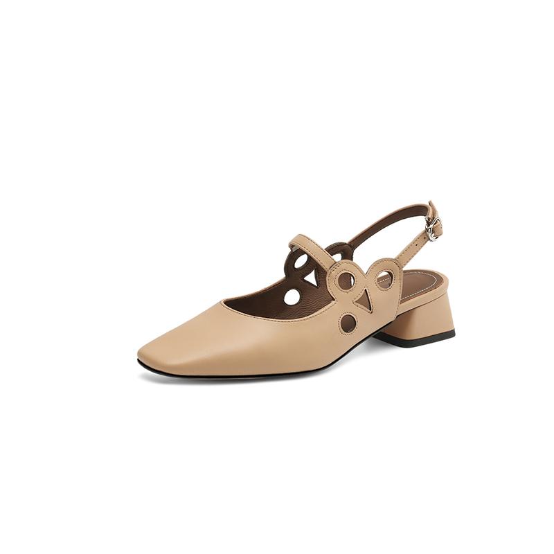 

Модные новые летние сандалии с закрытым носком для женщин, сандалии из спилка, модные сандалии с вырезами, квадратный носок, массивный каблук, женская обувь 40 абрикосовый