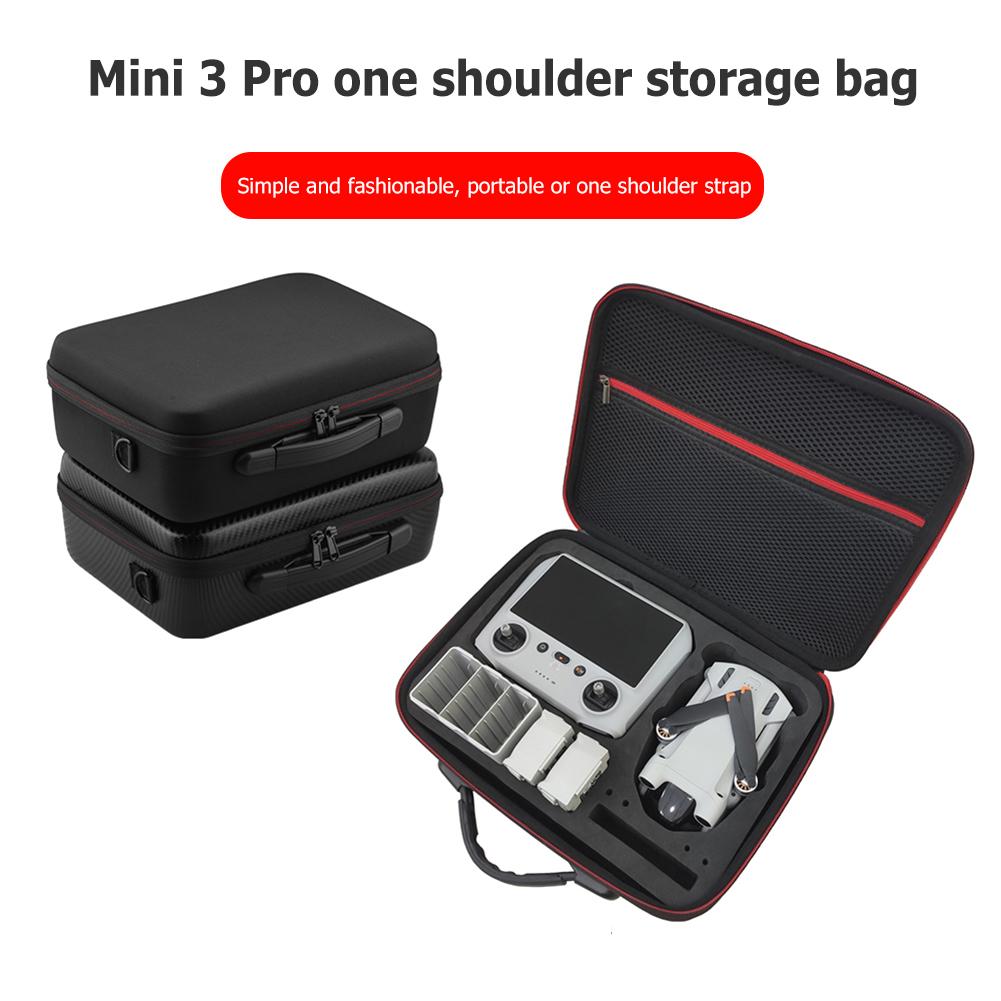 

Carrying Case with Mesh Pocket Remote Control Battery Drone Body Propeller Bag PU/Nylon Portable Carrying Box for DJI Mini 3 Pro