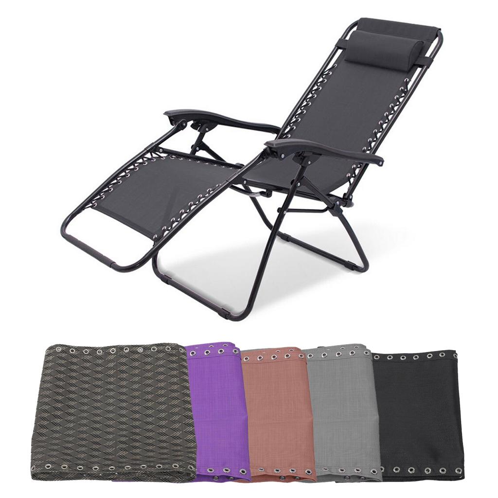Patio Folding Recliners Replacement Black Fabric Cloth & Gray Cord Laces