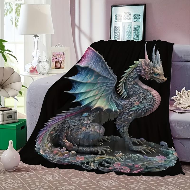 Colorful HugableCozy Dragon Pattern BlanketSoftWarm And Versatile for The SofaBedOffice And Travel AGreat Gift IdeaforAllSeasons