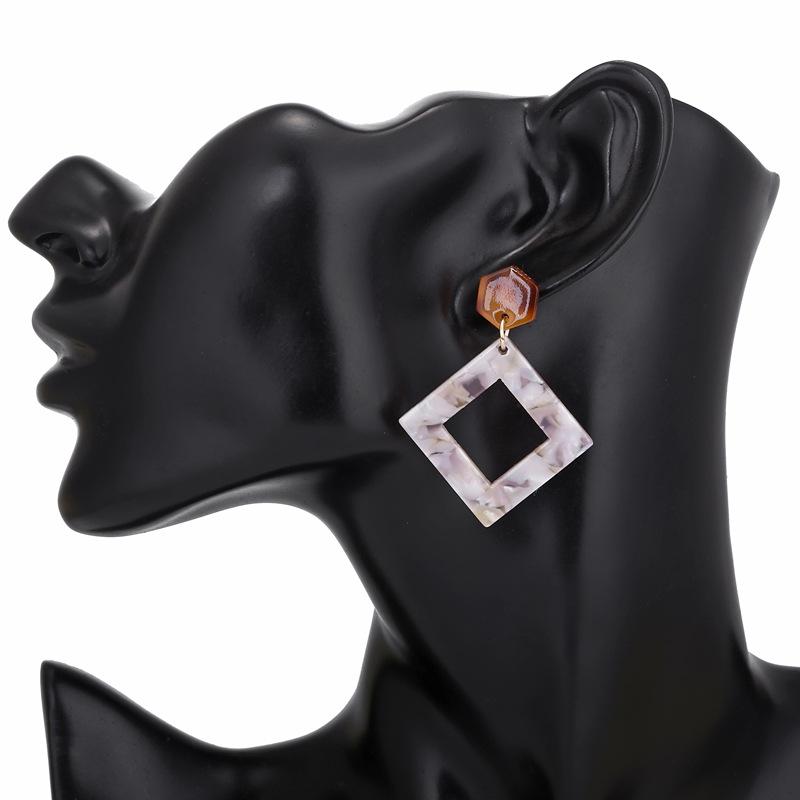 Korean Fashion Retro Long Earrings Acrylic Geometric Earrings