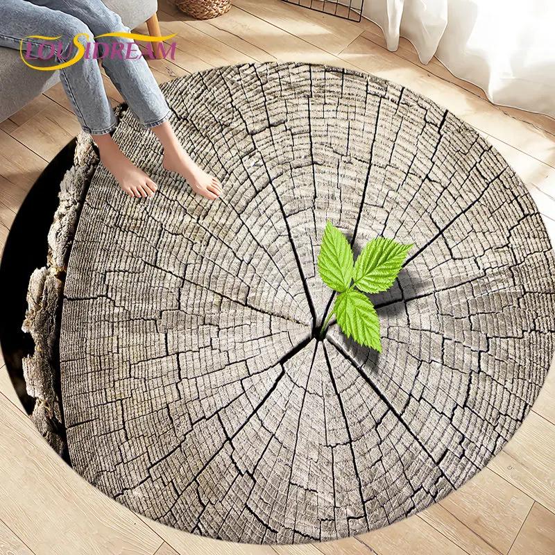 3D Wood Grain Round Area Rug,Circle Carpet Rug for Living Room Bedroom Sofa Cloakroom Decor,Kids Play Non-slip Floor Mat,Pet Mat