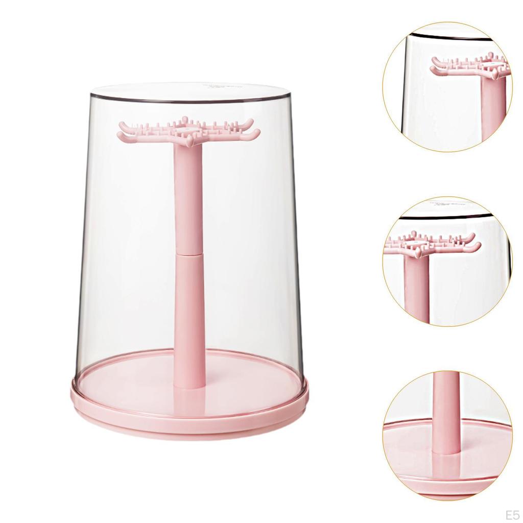Figure Display Case Stand 360° Rotatable Countertop Versatile Necklace Hanger Doll Storage