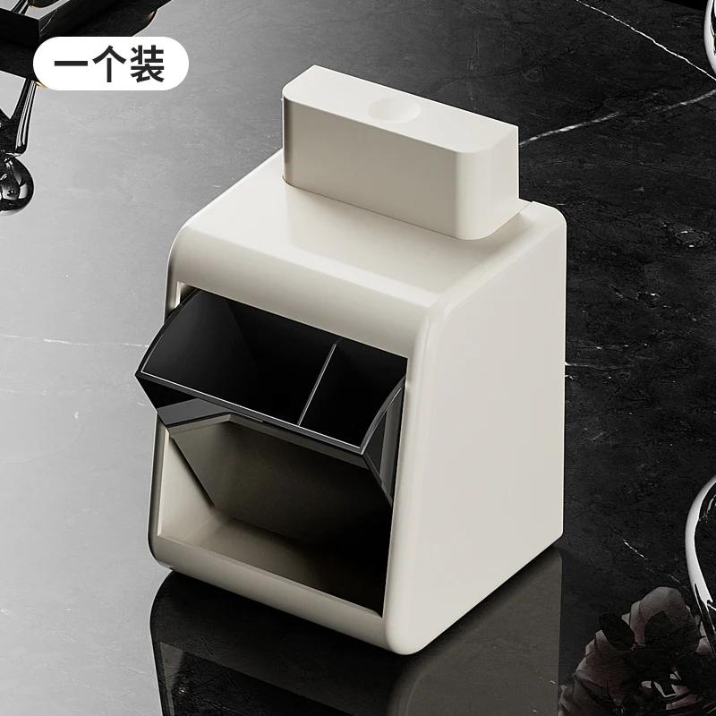 Press Toothpick Box Light Luxury Creative Toothpick Cylinder Wall Hanging Cotton Swab Box High-end Desktop Storage Box Floss Jar