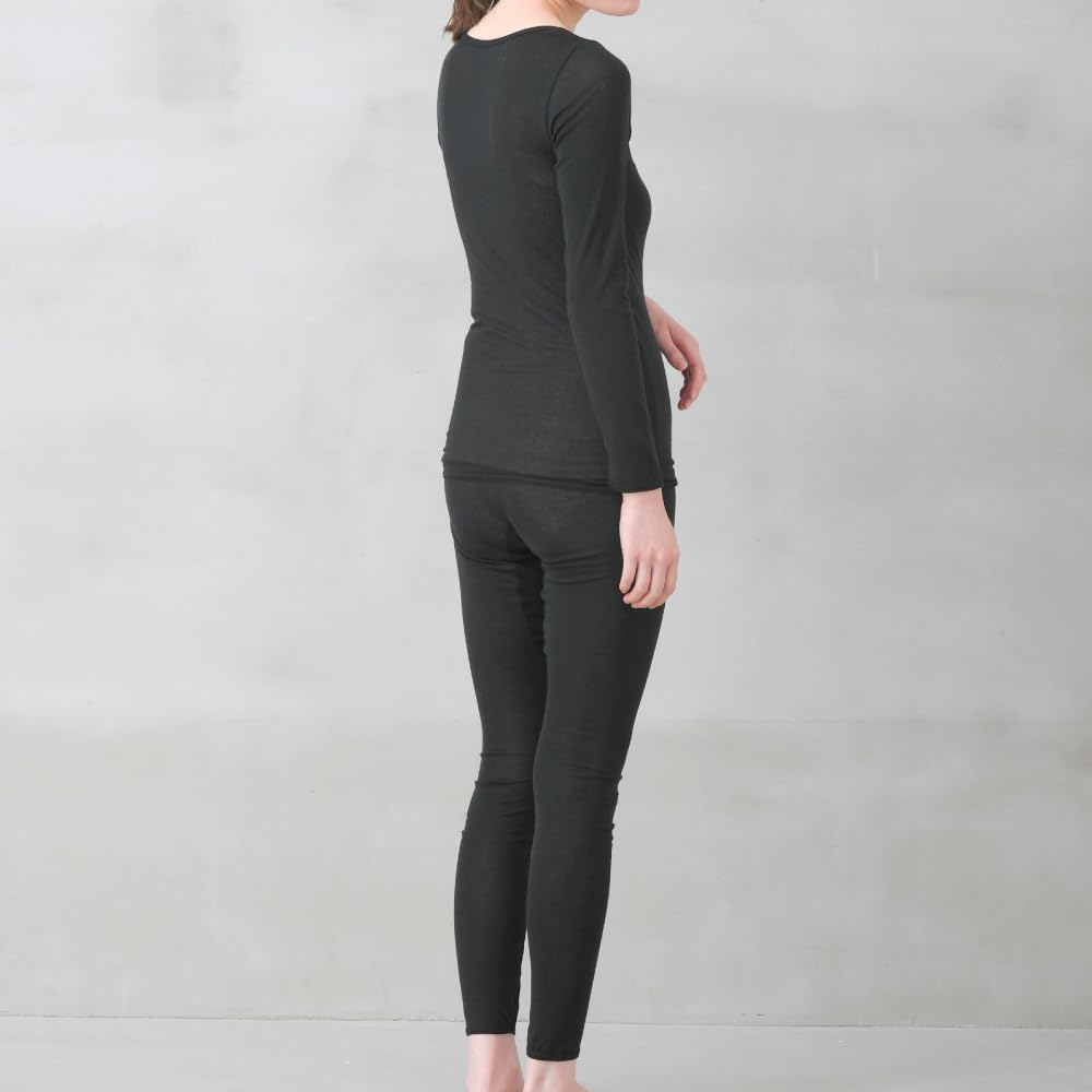 Mochihada Comfortable Cotton Leggings and Women's Soft, 100% (L, Black) - Soft, Stretch, Thin.