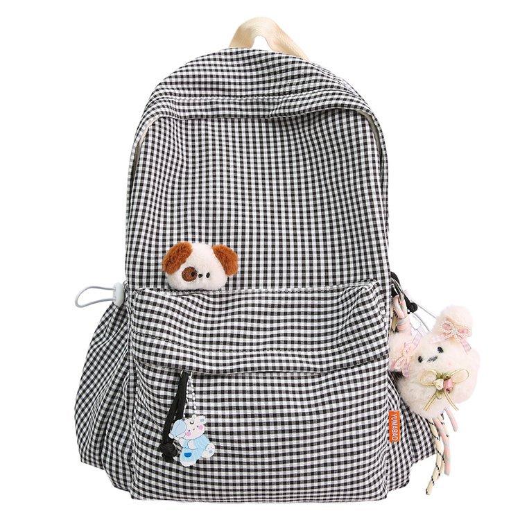 Schoolbag schoolbag Mori ins style versatile backpack fresh plaid girl cute college student simple large-capacity backpack