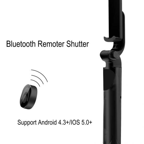 3 i 1 Selfie Stick Telefonstativ Utdragbar Monopod med Bluetooth-kompatibel fjärrkontroll för Smartphone Selfie Stick