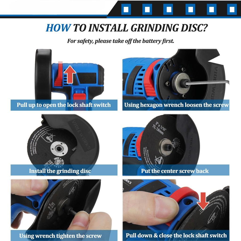 12V Brushless Angle Grinder Cordless Polishing Grinding Machine Mini Electric Power Cutter with Cutting Wheels Battery