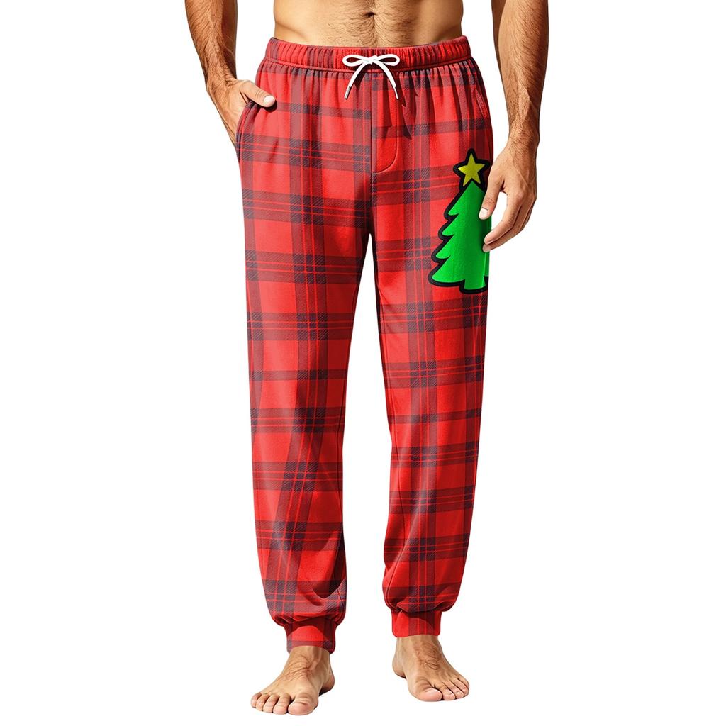 Men's Christmas Printed Thermal Pajama Pants for Fall Winter