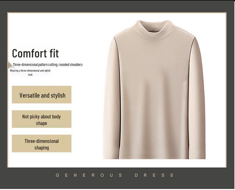 2025 Men's Base Layer Shirt: Silk Wool, German Velvet, Half-High Collar, Thickened Sweatshirt